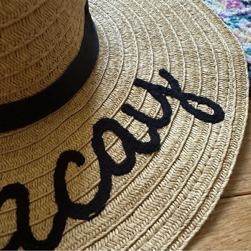 Floppy Straw Beach Hat On Vacay